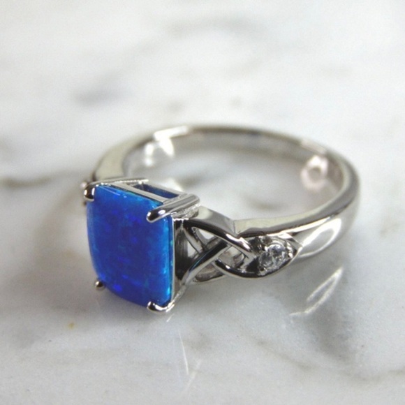 Womens Sterling Silver Modernist Opal Ring - Picture 4 of 5